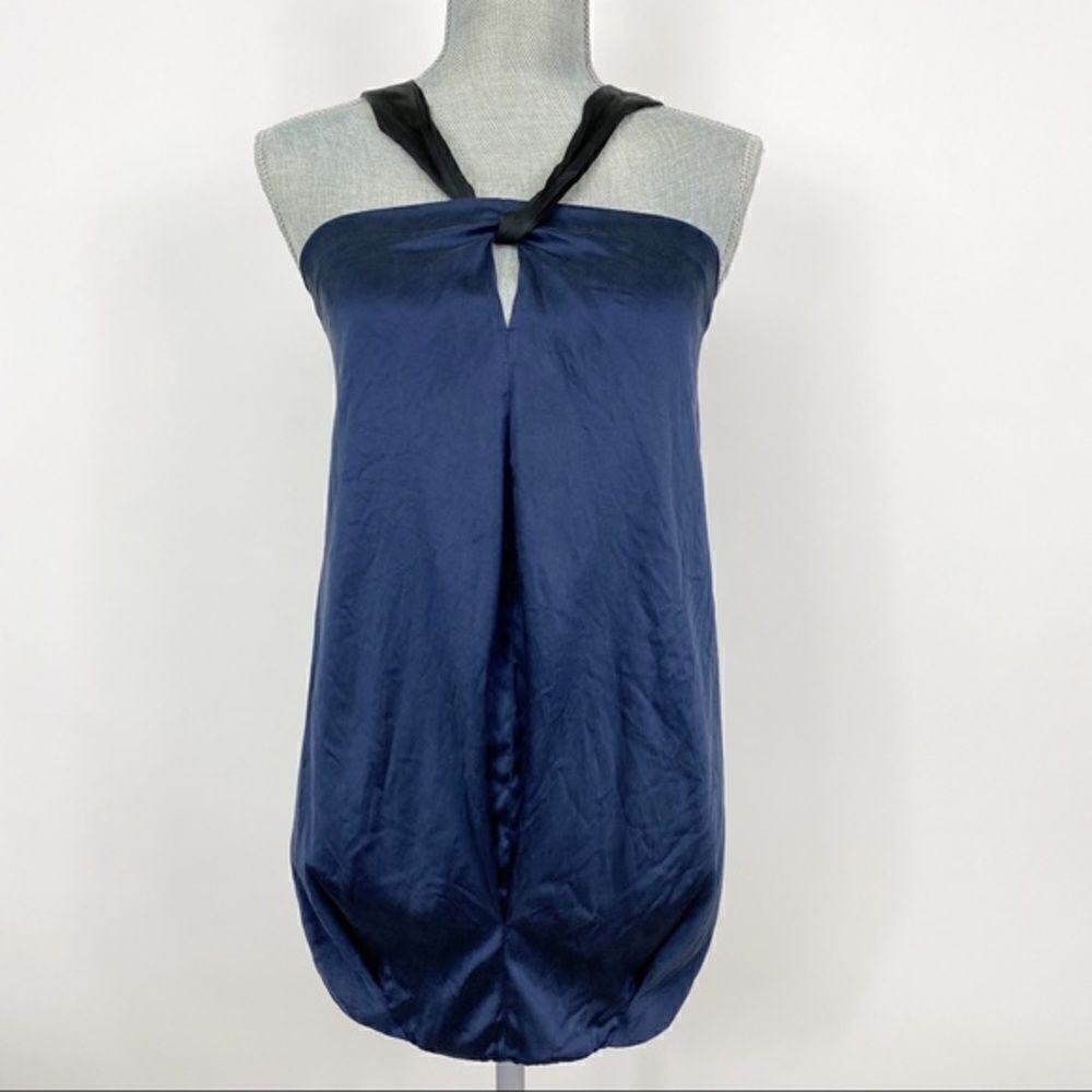 Vince Silk Halter Blue Tunic Top